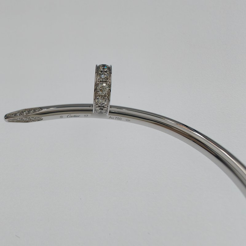Cartier 卡地亞 juste un clou 18K白金 粗版頭尾鑽石手環 Size 17 Bracelet-4