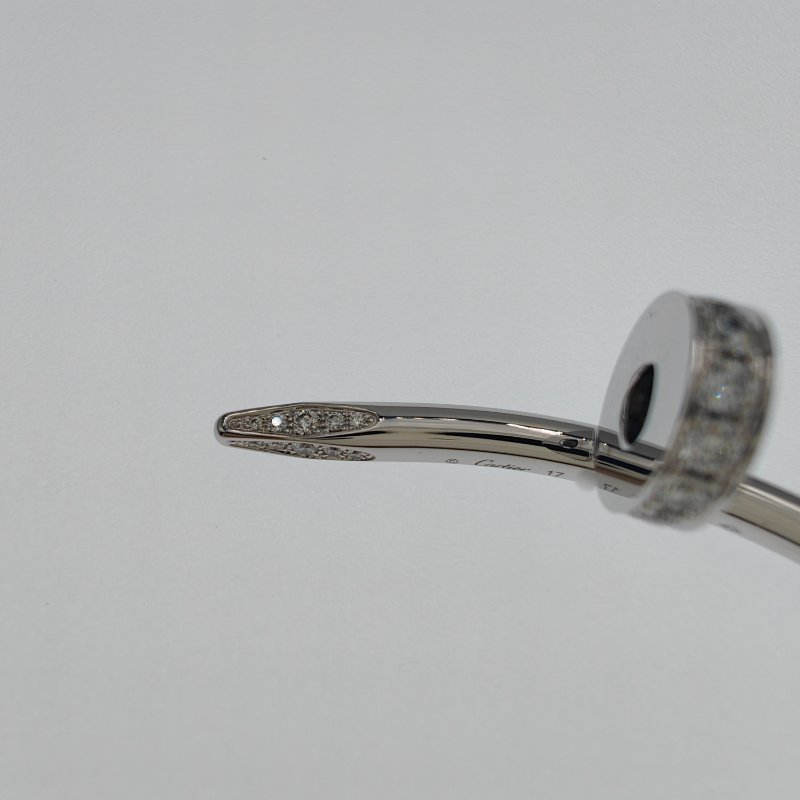 Cartier 卡地亞 juste un clou 18K白金 粗版頭尾鑽石手環 Size 17 Bracelet-5