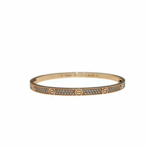 Cartier 卡地亞 love 18K玫瑰金 窄版滿天星鑽石手環 Size 16 Bracelet