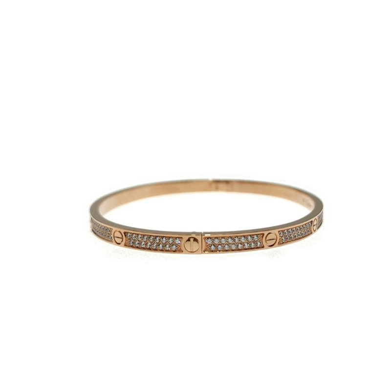 Cartier 卡地亞 love 18K玫瑰金 窄版滿天星鑽石手環 Size 18 Bracelet-1