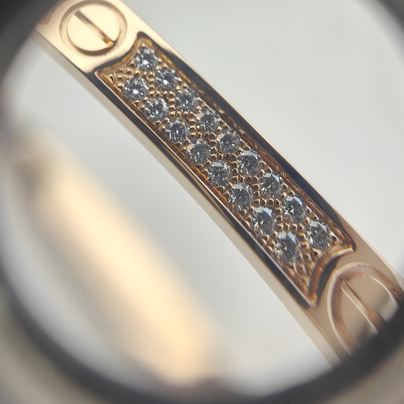 Cartier 卡地亞 love 18K玫瑰金 窄版滿天星鑽石手環 Size 18 Bracelet-4