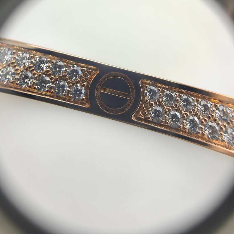 Cartier 卡地亞 love 18K玫瑰金 窄版滿天星鑽石手環 Size 18 Bracelet-5