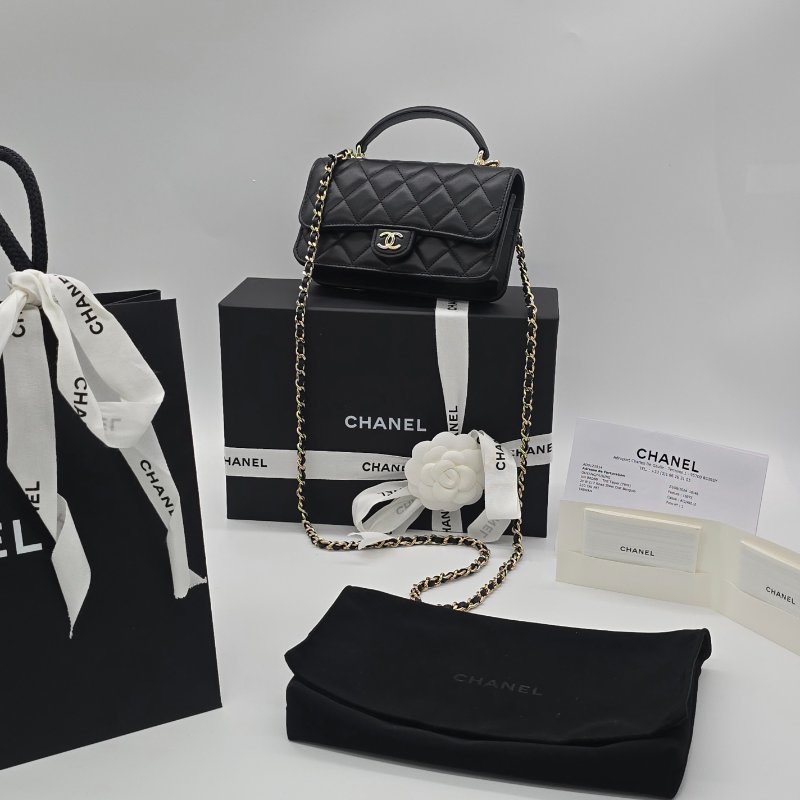 【全新♥️小編實拍📷】CHANEL 香奈兒 24P 黑金MINI HANDLE 口蓋包-4