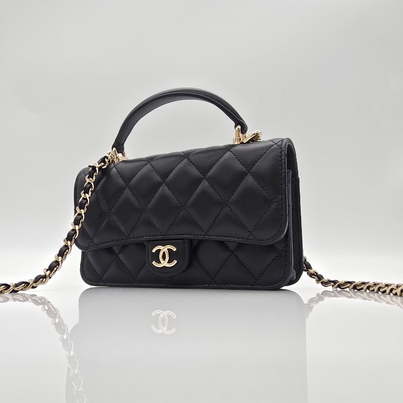 【全新♥️小編實拍📷】CHANEL 香奈兒 24P 黑金MINI HANDLE 口蓋包-5