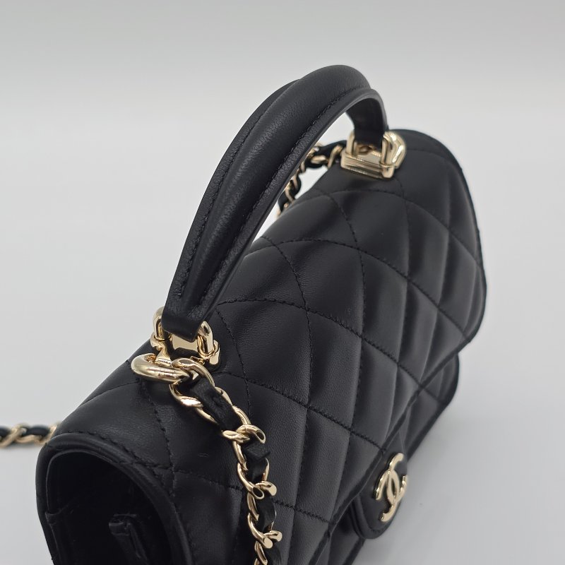 【全新♥️小編實拍📷】CHANEL 香奈兒 24P 黑金MINI HANDLE 口蓋包-8