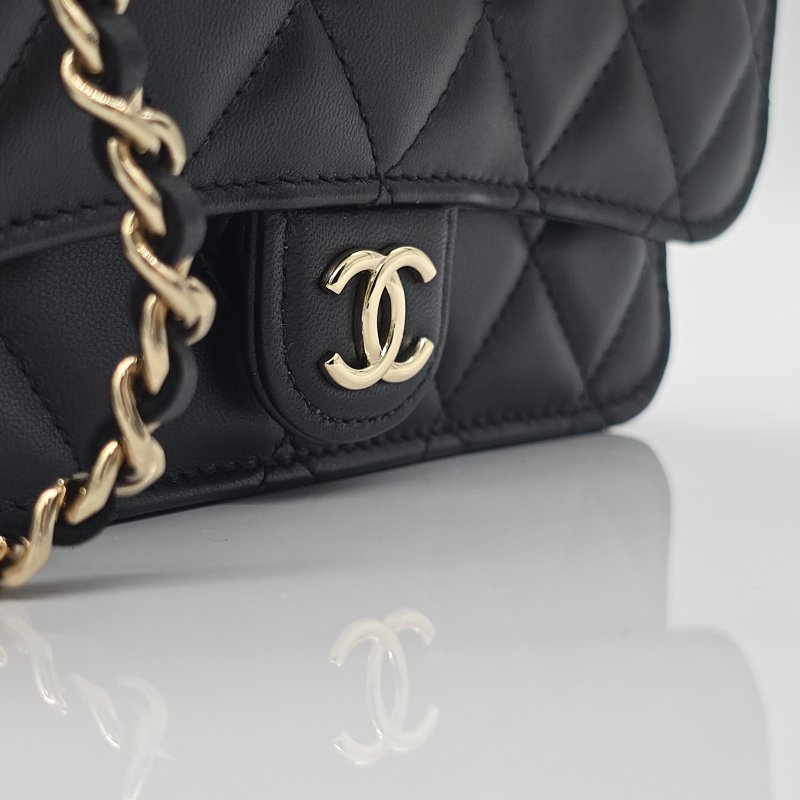 【全新♥️小編實拍📷】CHANEL 香奈兒 24P 黑金MINI HANDLE 口蓋包-9