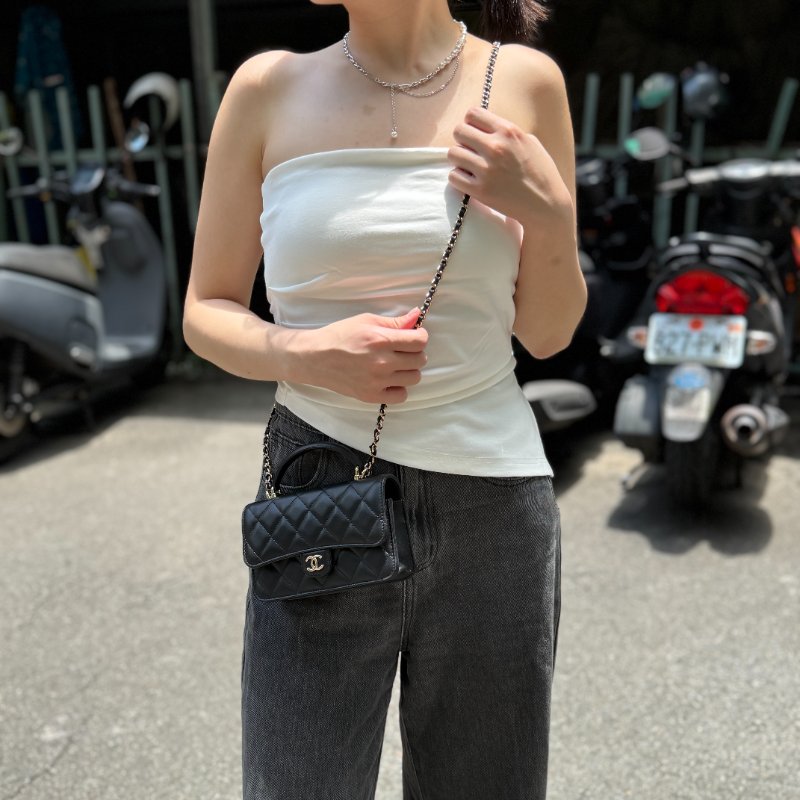 【全新♥️小編實拍📷】CHANEL 香奈兒 24P 黑金MINI HANDLE 口蓋包-1