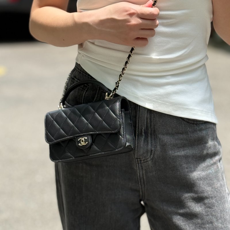 【全新♥️小編實拍📷】CHANEL 香奈兒 24P 黑金MINI HANDLE 口蓋包-2