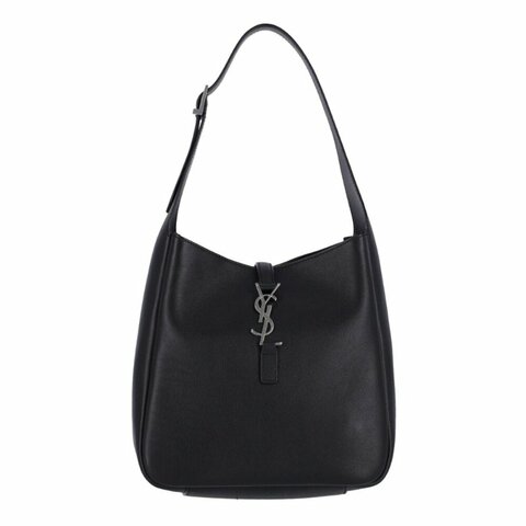 【YSL】SAINT LAUENT LE 5 A 7 Hobo Small 小款 粒面牛皮 鹿皮 肩背包 黑色 銀扣 713938
