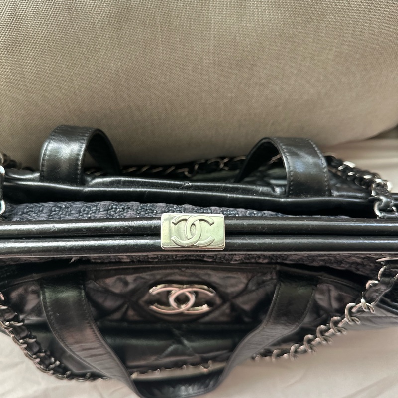 Chanel 香奈兒黑色托特包/泡芙包/機場包/鍊條包/vintage-13