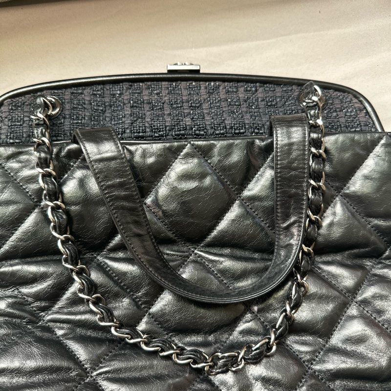 Chanel 香奈兒黑色托特包/泡芙包/機場包/鍊條包/vintage-16