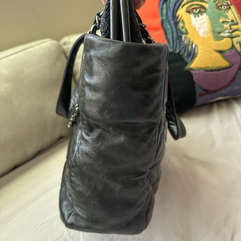 Chanel 香奈兒黑色托特包/泡芙包/機場包/鍊條包/vintage-3