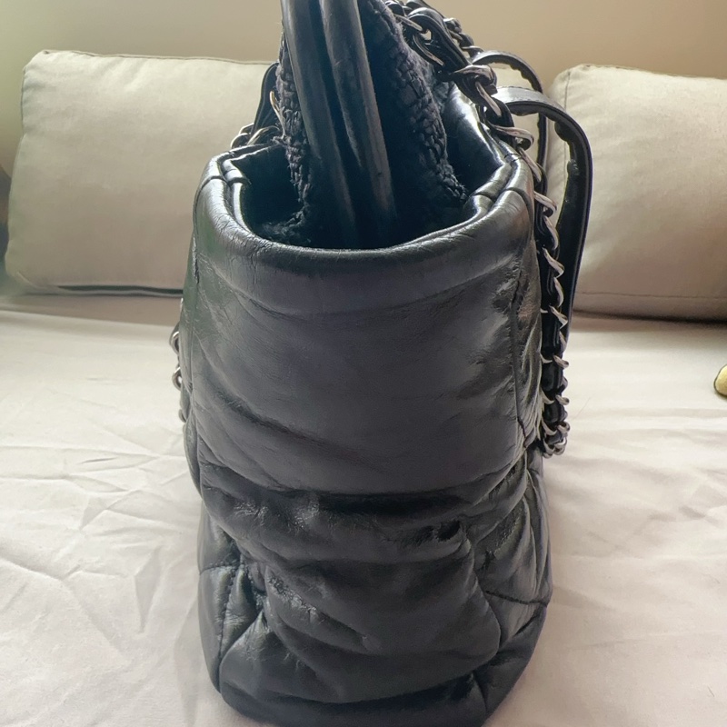 Chanel 香奈兒黑色托特包/泡芙包/機場包/鍊條包/vintage-4