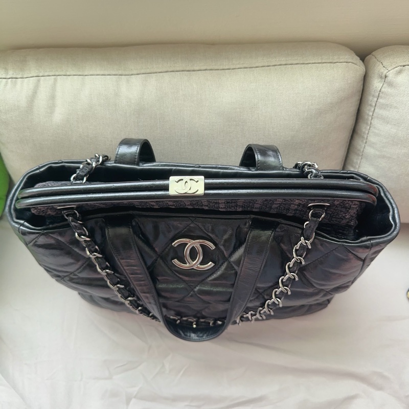 Chanel 香奈兒黑色托特包/泡芙包/機場包/鍊條包/vintage-6