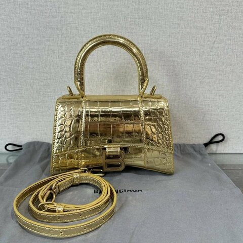 BALENCIAGA 金色鱷魚紋壓紋XS號小號沙漏包19*12*8 98新配件塵袋