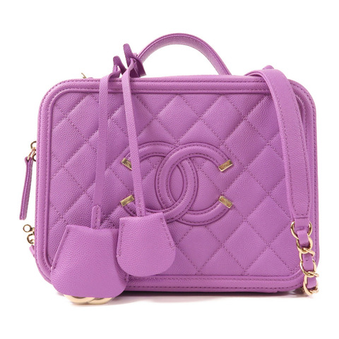 CHANEL 牛皮皮革Vanity Case金扣手挽肩背兩用袋
