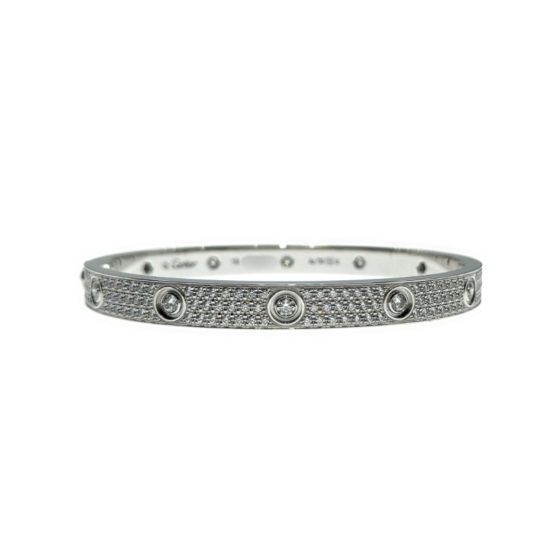 Cartier 卡地亞 love 18K白金 寬版全鑽石手環 Size 19 Bracelet-0