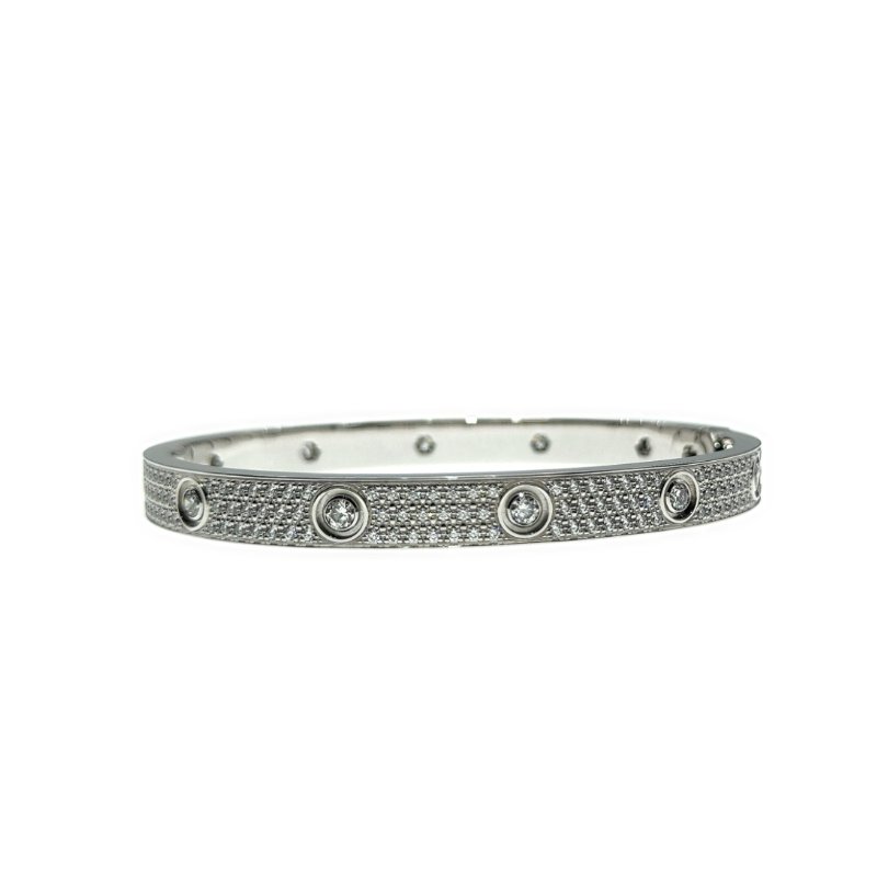 Cartier 卡地亞 love 18K白金 寬版全鑽石手環 Size 19 Bracelet-2