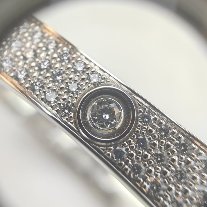 Cartier 卡地亞 love 18K白金 寬版全鑽石手環 Size 19 Bracelet-5