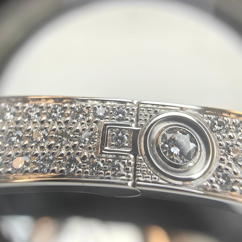 Cartier 卡地亞 love 18K白金 寬版全鑽石手環 Size 19 Bracelet-6