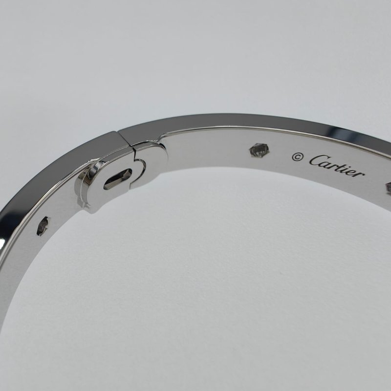 Cartier 卡地亞 love 18K白金 寬版全鑽石手環 Size 19 Bracelet-8