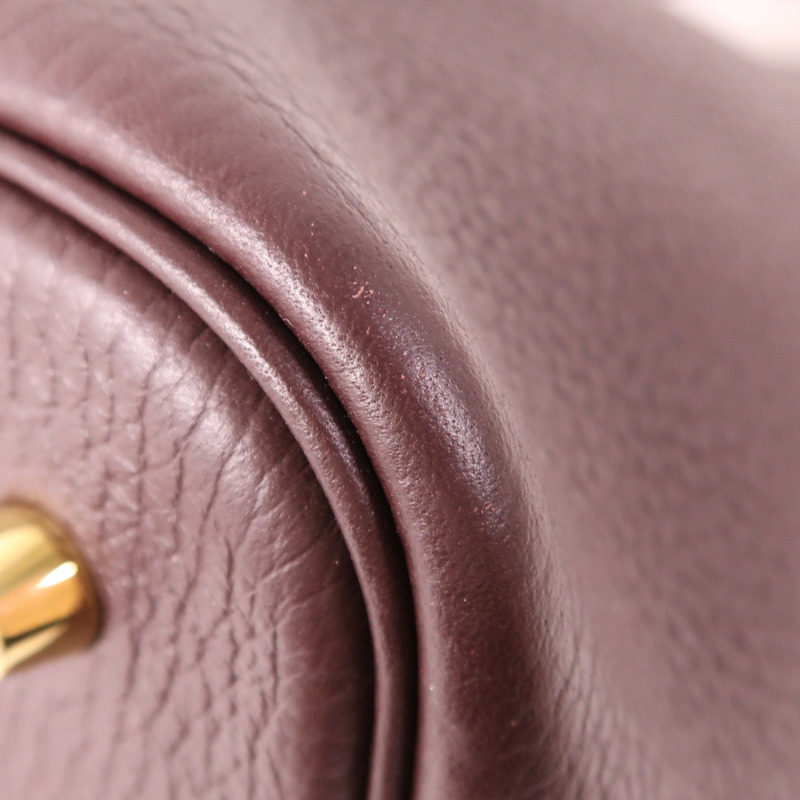 HERMES Clemence皮革Picotin MM金扣手挽袋Rouge Sellier-5