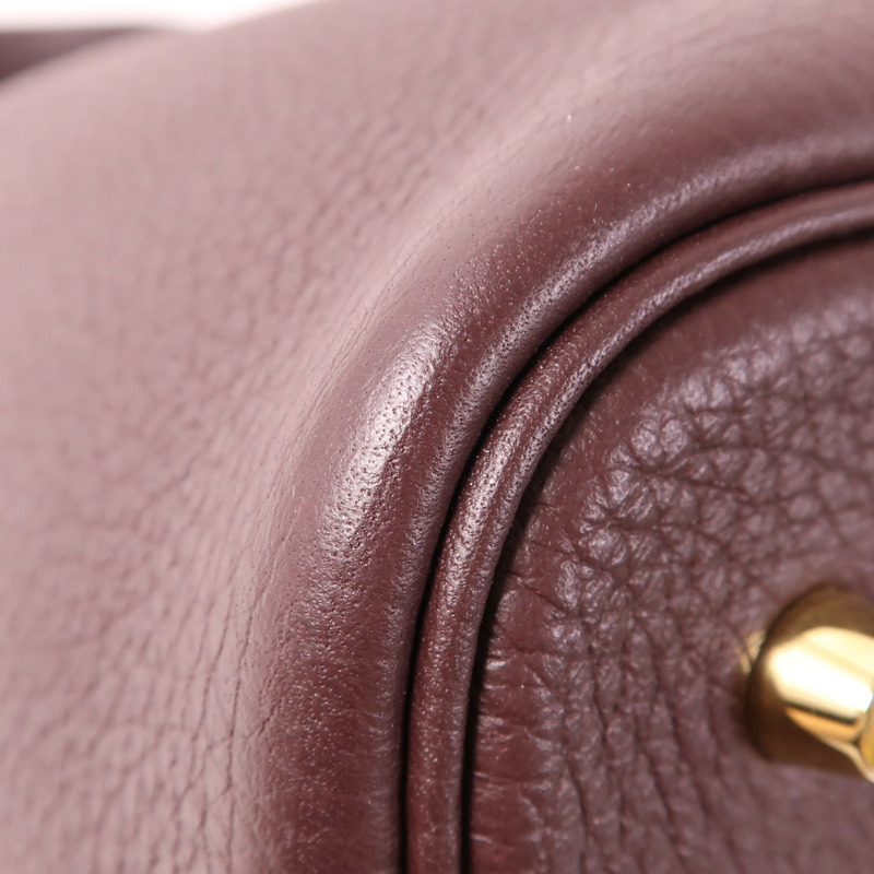 HERMES Clemence皮革Picotin MM金扣手挽袋Rouge Sellier-6