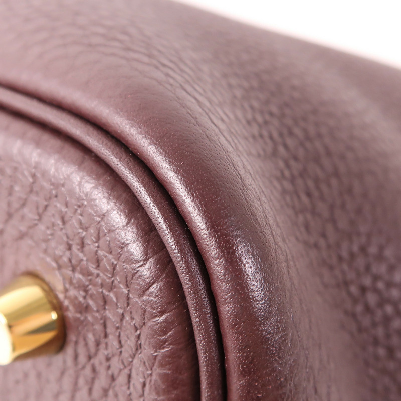 HERMES Clemence皮革Picotin MM金扣手挽袋Rouge Sellier-7
