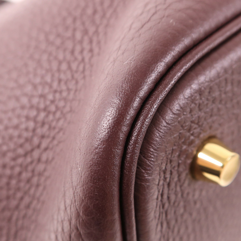 HERMES Clemence皮革Picotin MM金扣手挽袋Rouge Sellier-8