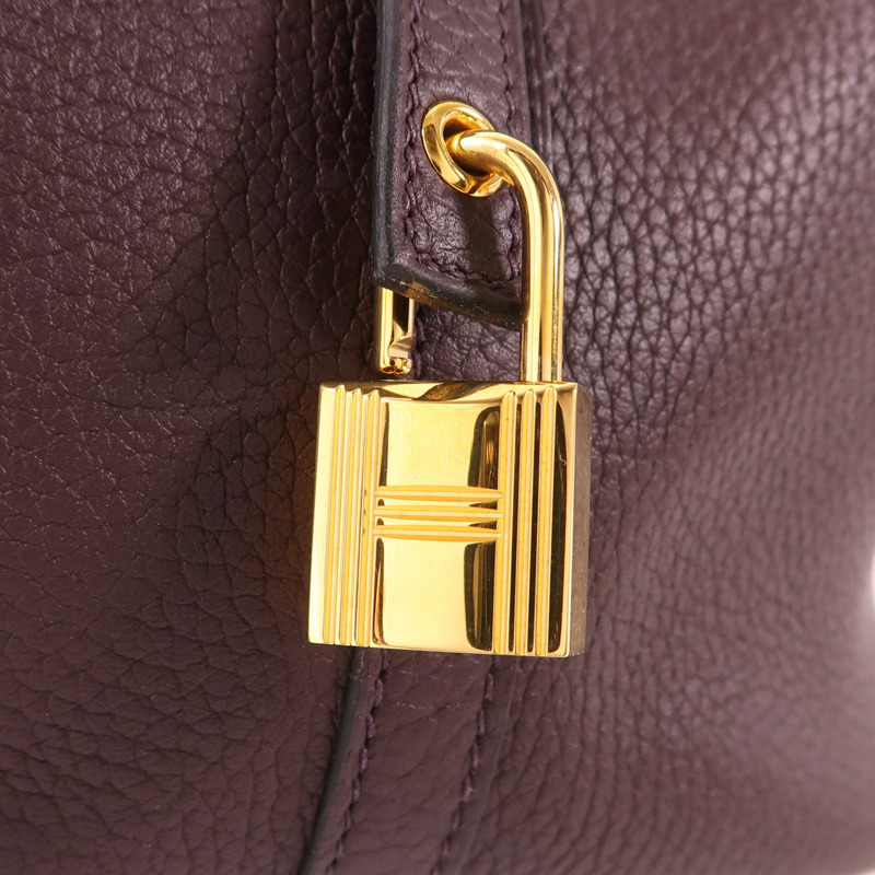 HERMES Clemence皮革Picotin MM金扣手挽袋Rouge Sellier-9