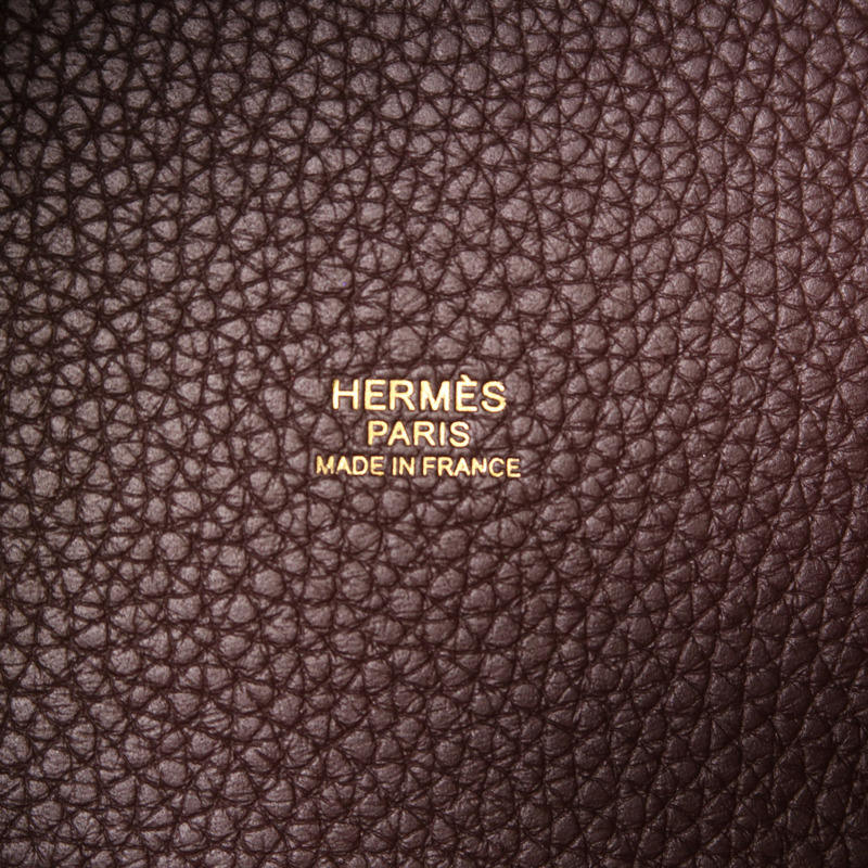 HERMES Clemence皮革Picotin MM金扣手挽袋Rouge Sellier-11