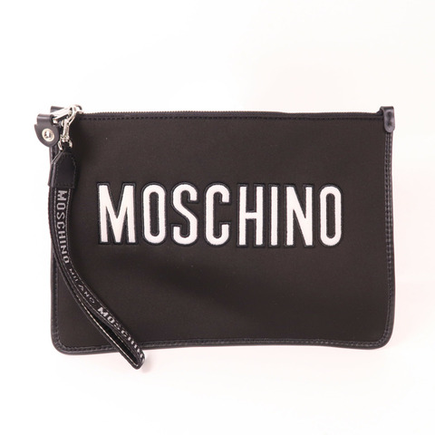 MOSCHINO 帆布Clutch銀扣手拿包