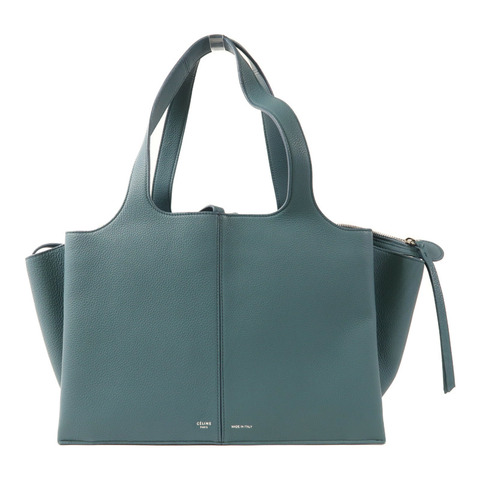 CELINE 牛皮皮革Tri-Fold銀扣肩背袋