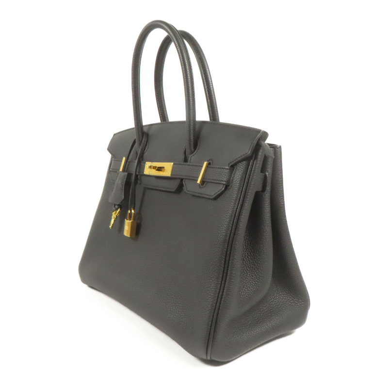 HERMES Togo皮革Birkin 30金扣手挽袋Black-2