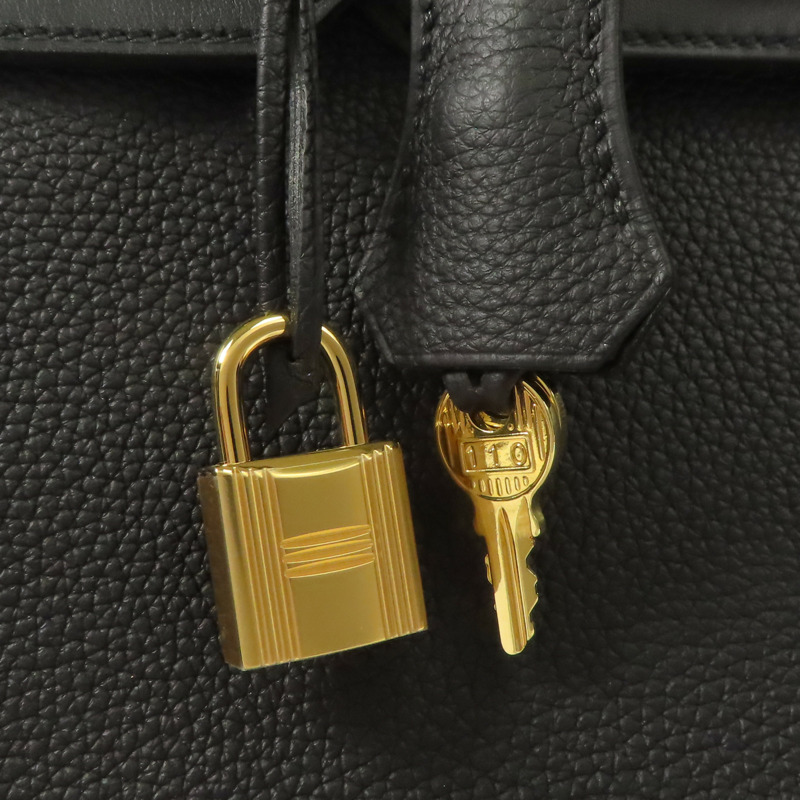 HERMES Togo皮革Birkin 30金扣手挽袋Black-8