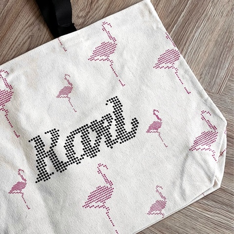 KARL LAGERFELD 粉色鶴 帆布袋