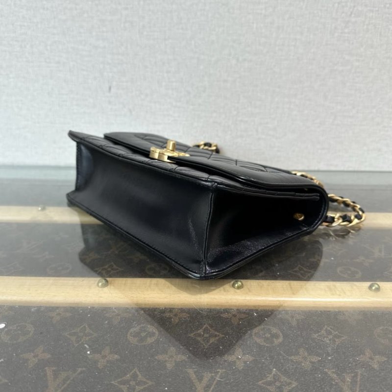 CHANEL黑金雙金環黛妃肩背斜背包20*13*5.5 98新配件塵袋-2