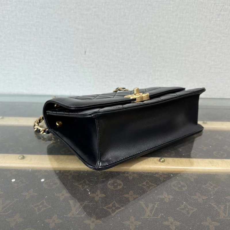 CHANEL黑金雙金環黛妃肩背斜背包20*13*5.5 98新配件塵袋-3