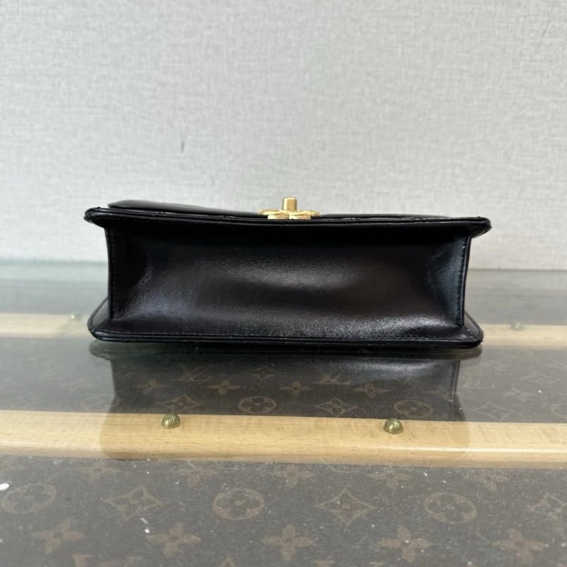 CHANEL黑金雙金環黛妃肩背斜背包20*13*5.5 98新配件塵袋-4