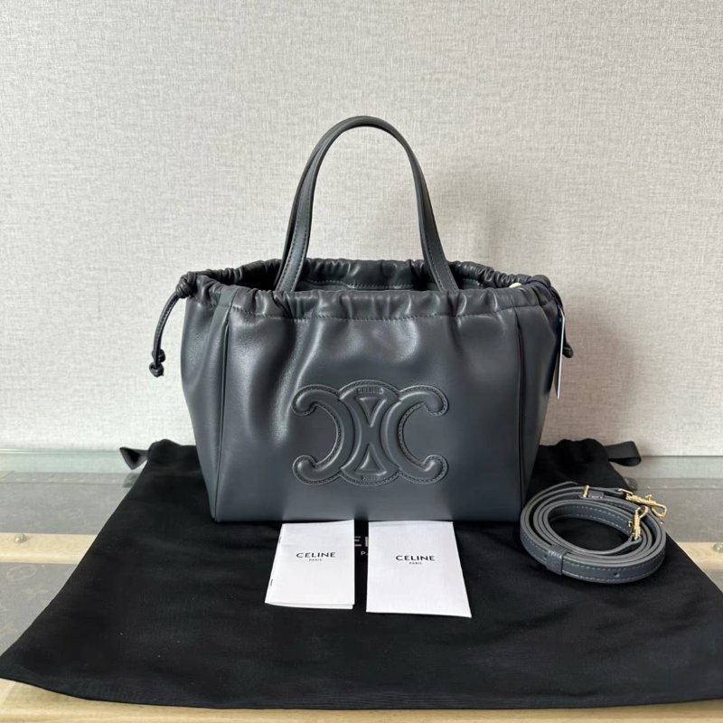 CELINE Cabas Triomphe灰金手提斜背包22*18*13 99新配件塵袋-0