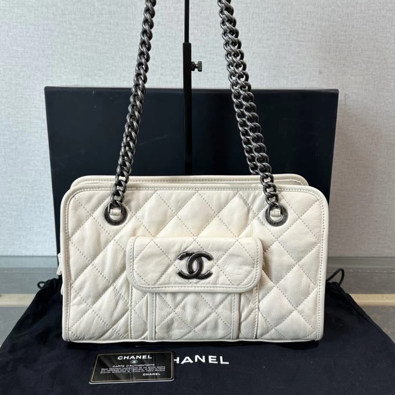 CHANEL vintage孟買肩背腋下托特包29*19*10 98新配件盒子塵袋保卡-0