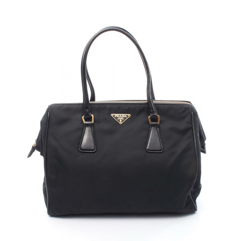 PRADA Re-Nylon 手提包 尼龍 皮革 黑色 二手 女士