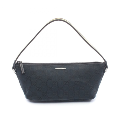 GUCCI GG帆布手提包 141809 帆布 黑色 黃色 二手 女士