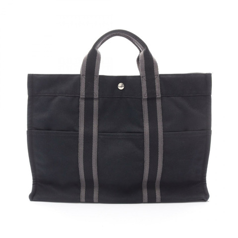 HERMES Fourre-toutMM 手提包 帆布 黑灰色 二手 女款