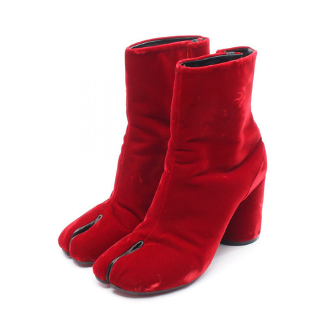Maison Margiela TABI 短靴 天鵝絨 紅色 二手 女士