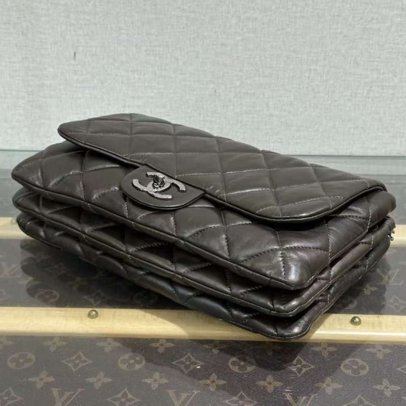 CHANEL 銀扣菱格紋CF肩背斜背風琴包 28*18*5 98新配件塵袋保卡-5