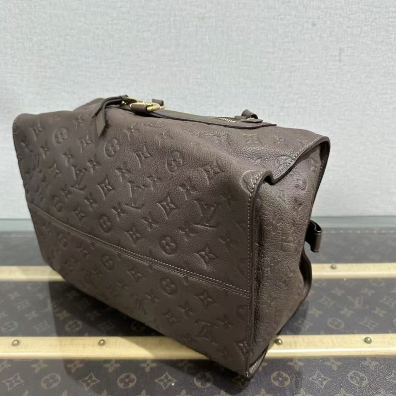 ✨LV 棕色金扣牛皮壓花手提肩背包 33*21*17 98新配件塵袋-5