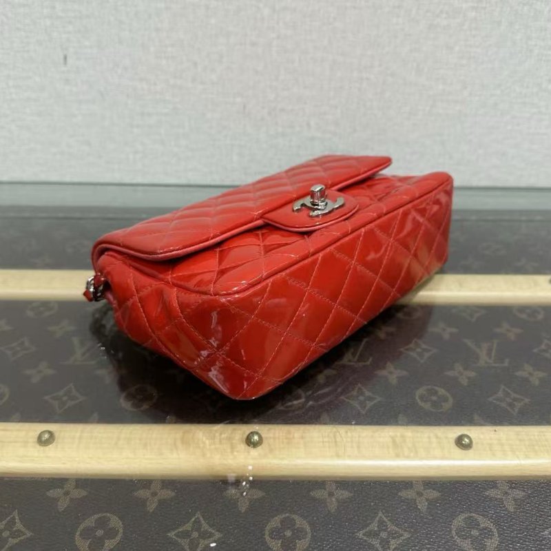 CHANEL 紅銀漆皮cf大mini 20*12 98新配件塵袋-3