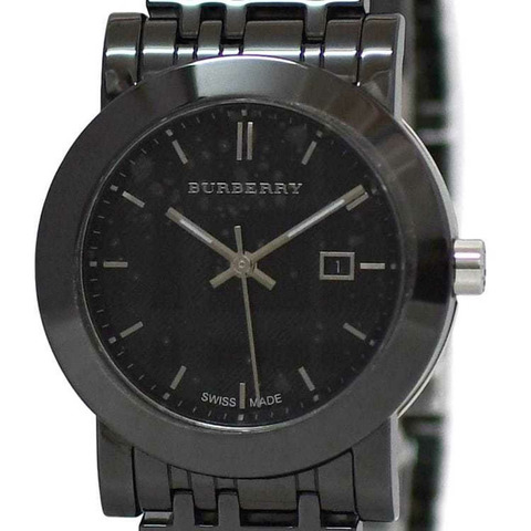 Burberry 手錶 f-23528 黑色 Heritage Check BU1871 陶瓷 SS 石英 BURBERRY 女士手鍊電池供電錶盤模擬