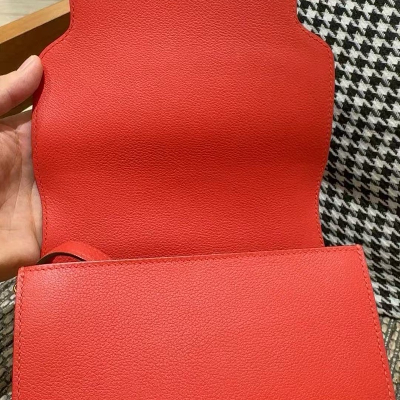 🌟Hermes🌈Mini Roulis 19❤️蕃茄紅色金扣❤️99新🌟evercolor皮🌟-5